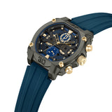 Police Norwood Gents Blue Dial IP Gun Case Blue Silicone Starp Watch