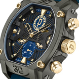 Police Norwood Gents Blue Dial IP Gun Case Blue Silicone Starp Watch