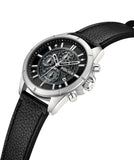 Police Burbank Gents Black Dial Black Leather Starp Watch