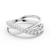 Swarovski Twist Rows Ring White, Rhodium Plated