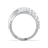 Swarovski Twist Rows Ring White, Rhodium Plated