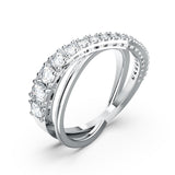 Swarovski Twist Rows Ring White, Rhodium Plated