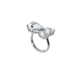 Swarovski Millenia Cocktail Ring Pear Cut Crystals, White, Rhodium Plated