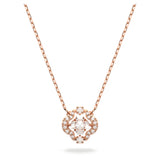 Swarovski Sparkling Dance necklace Clover, White, Rose gold-tone plated