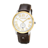 AIGNER Men's Treviso White Dial & Brown Strap Leather Watch