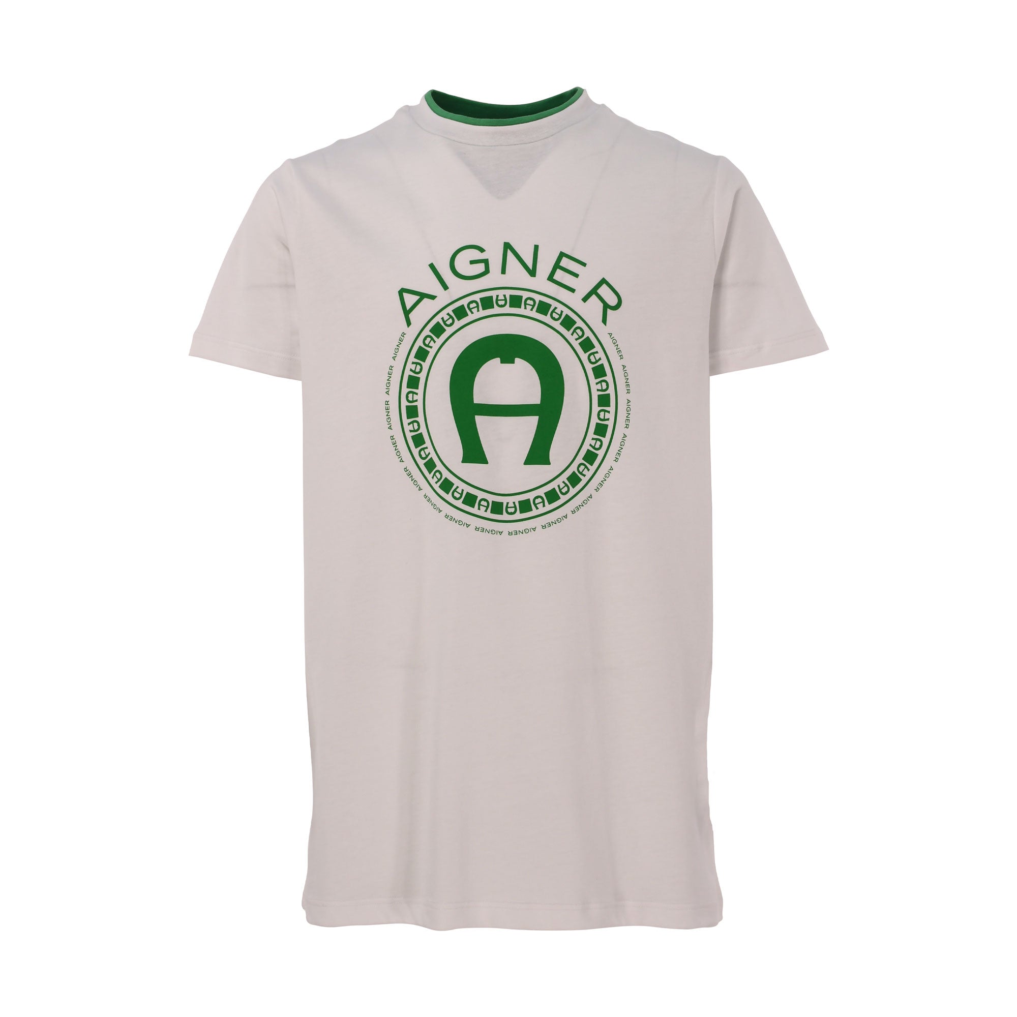 Aigner Kids White and Green Logo Print T Shirt Bluesalon