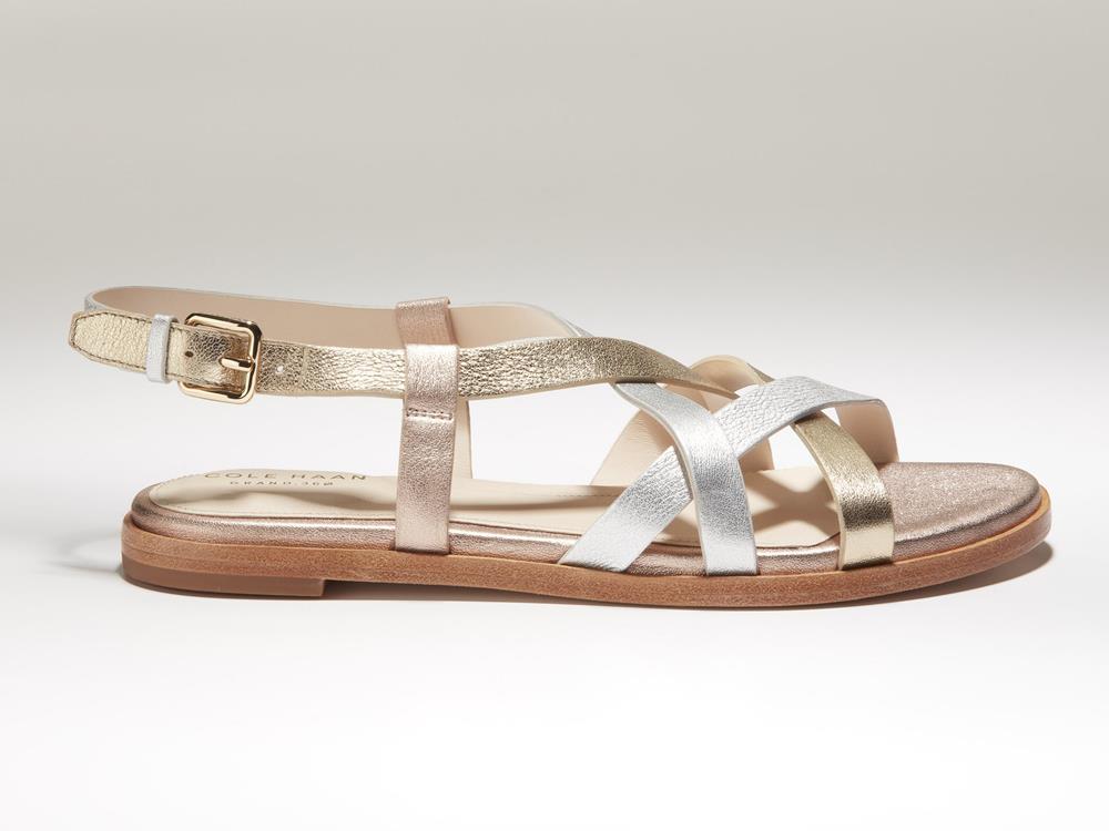 Cole Haan Analeigh Grand Strap Sandal Gold Silver Rosesize 6