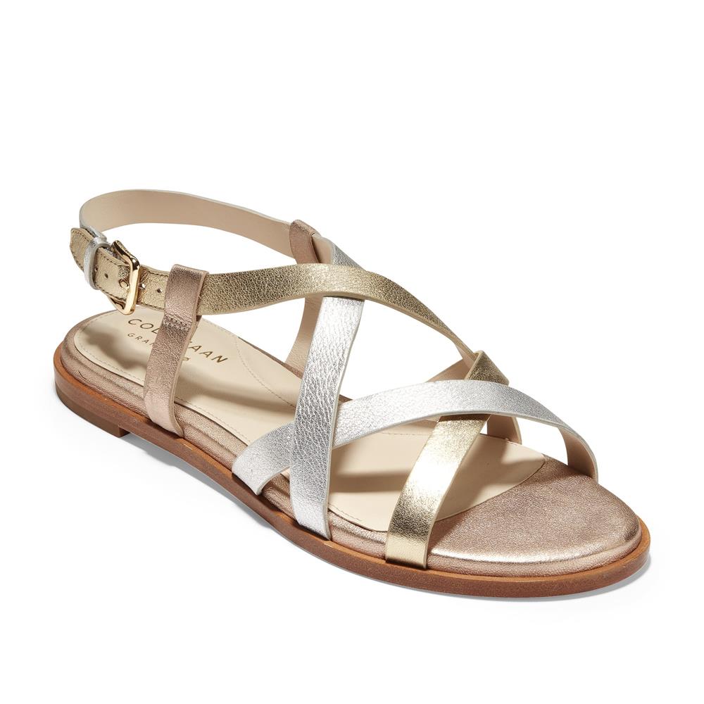 Cole Haan Analeigh Grand Strap Sandal Gold Silver Rosesize 6