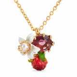 Les Nereides Raspberry And Flower Pendant Necklace