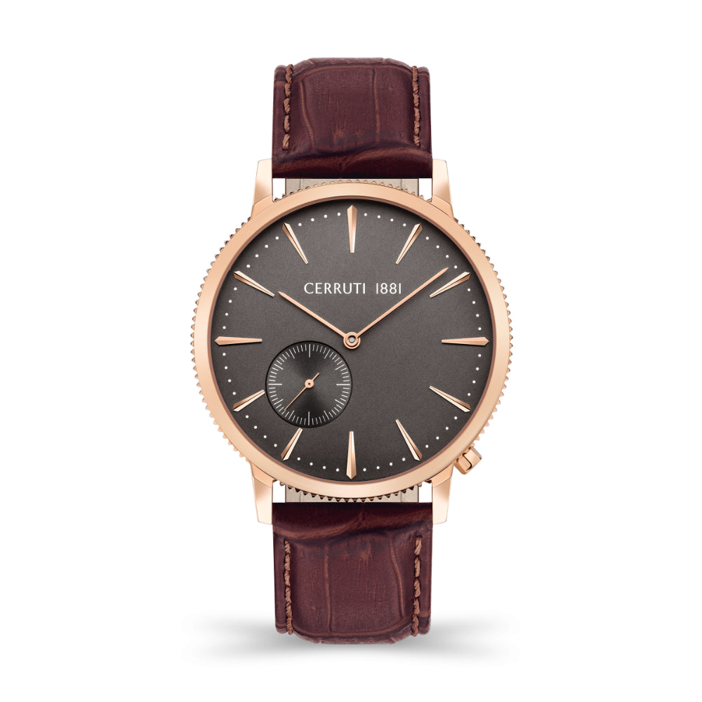 Cerruti 1881 Carano Men Rose Gold And Darck Brown Watch Bluesalon