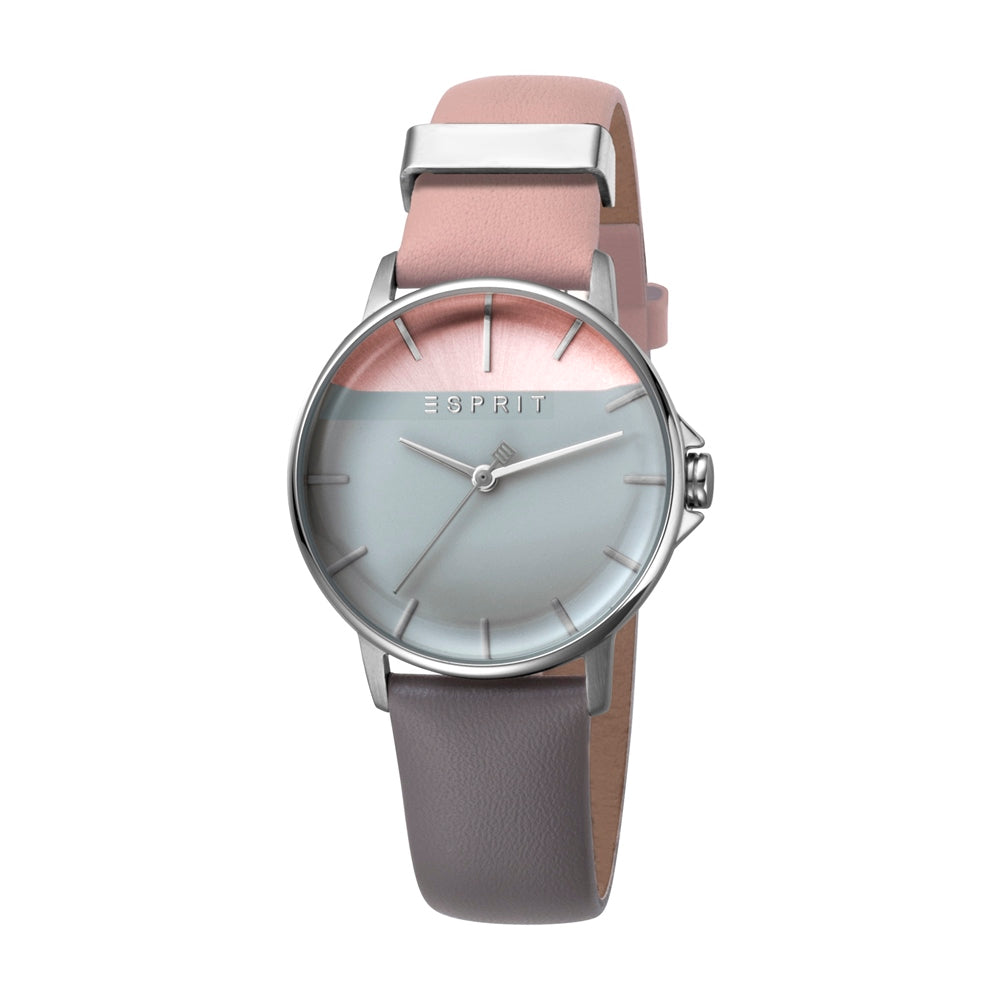 Esprit Ladies Stainless Steel Watch 2Tone Dial Bicolor Leather Strap Bluesalon