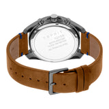 Esprit Men's Watch Brown Leather Strap Gun Metal Case & Blue Dial With Date