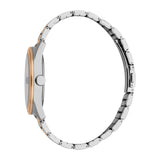 ESPRIT Men's Two Tone Silver and Rose Gold Color Watch with Black Dial and Metal Bracelet