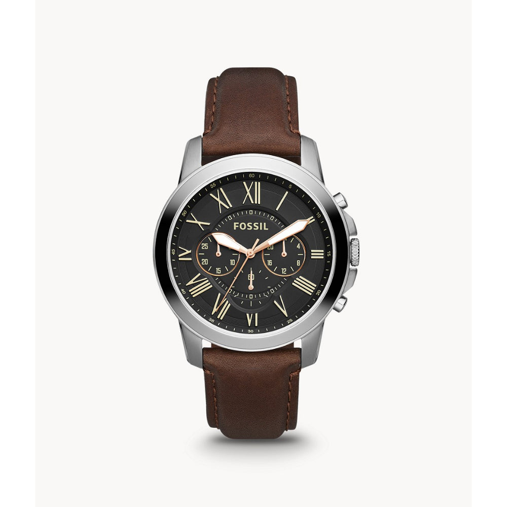 Fossil Grant Men s Chronograph Brown Leather Watch Bluesalon
