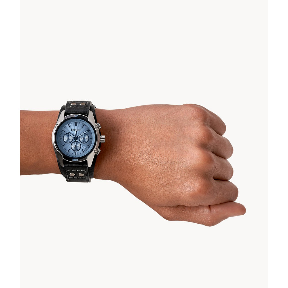 Men's Chronograph Black Leather Watch