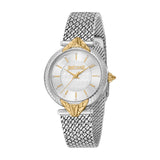 Just Cavalli Women's Watch - Two Tone Silver & Gold Color Case, Silver Dial, Mesh Bracelet