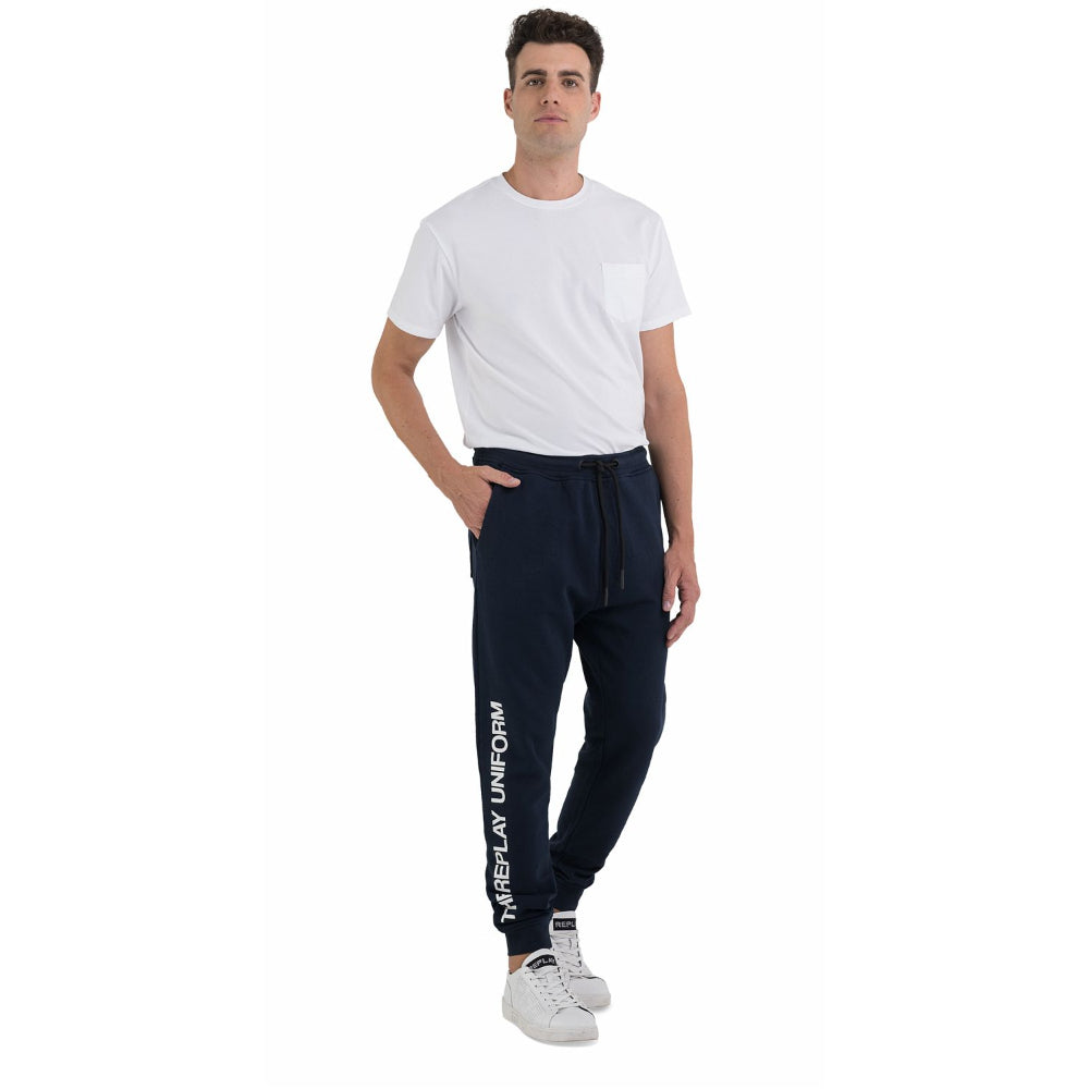 Fleece jogger trousers with micro print