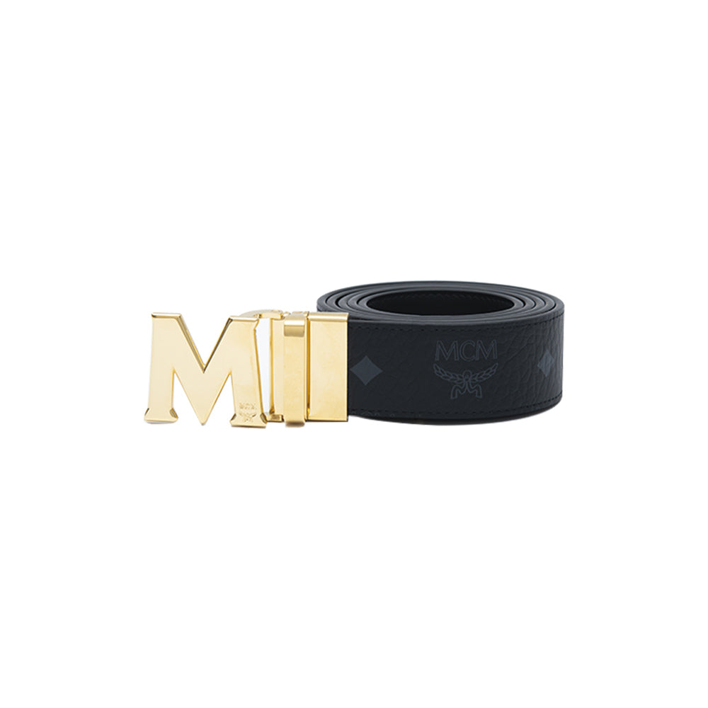 MCM Claus Reversible Flat M Belt Black Shiny Gold 1.5 X 51.2 X 0.0 Inc –