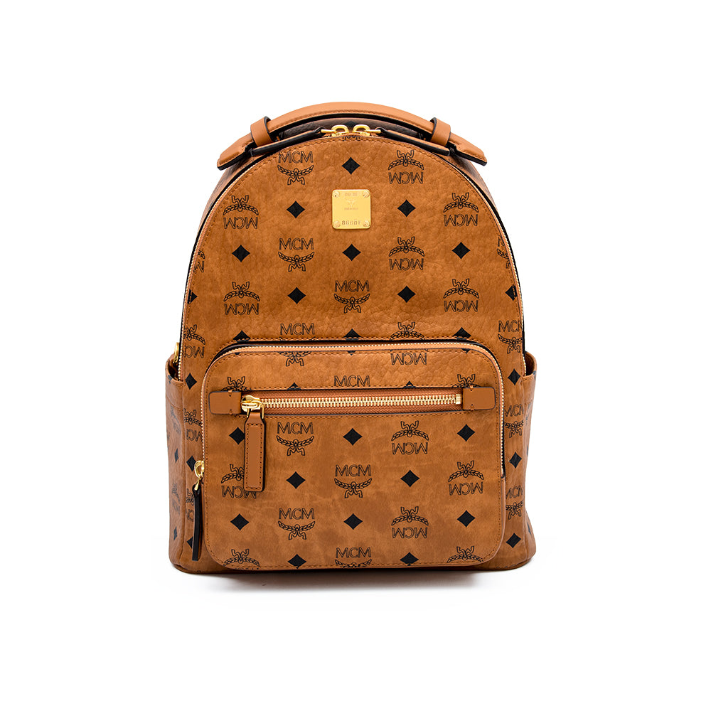 MCM Stark Visetos Backpack Bag Cognac Mini Bluesalon