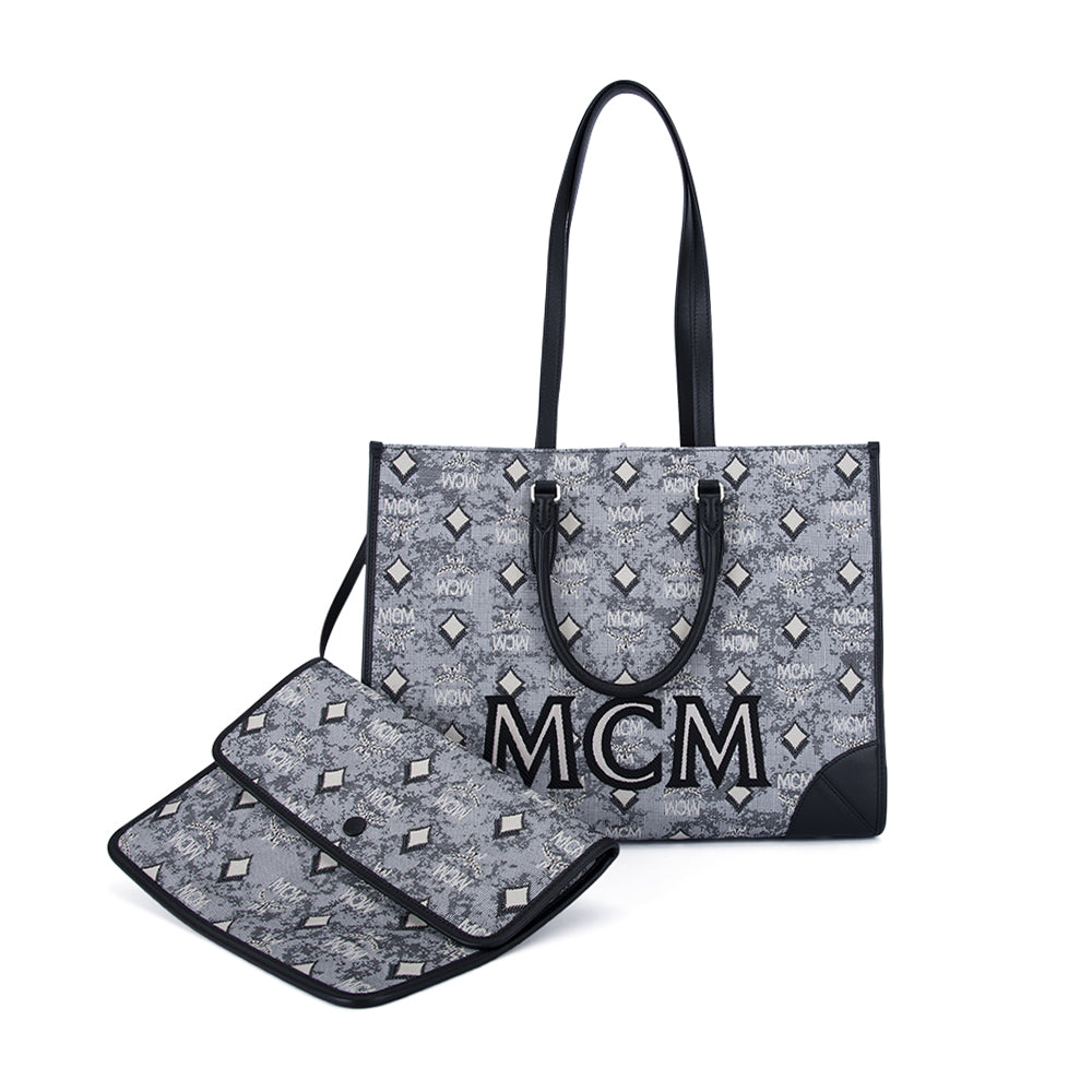 Mcm Ladies Grey Satchel in Vintage Jacquard Monogram MWEBATQ01EG  8809735036580 - Handbags, MCM - Jomashop