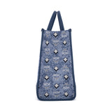 MCM Vintage Jacquard Tote Bag Blue  Large