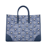 MCM Vintage Jacquard Tote Bag Blue  Large