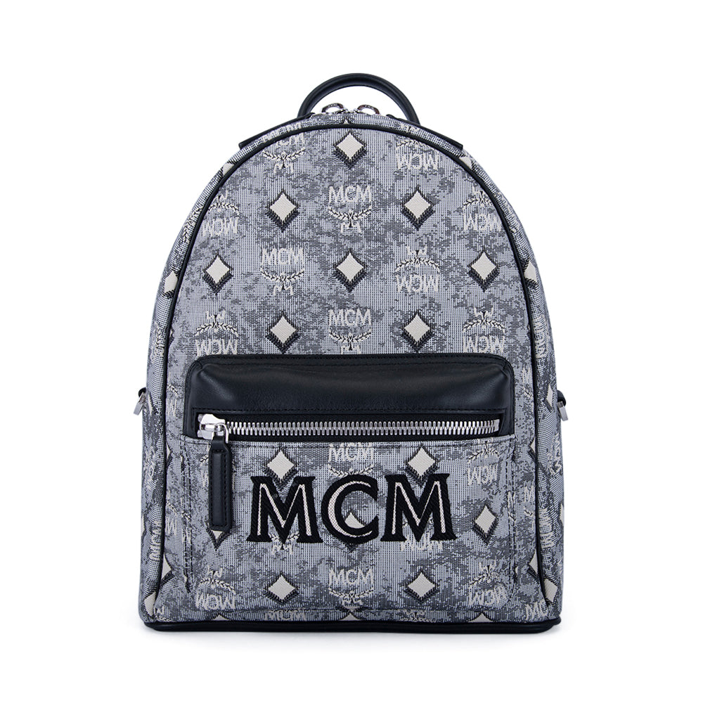 MCM Ladies Grey Satchel in Vintage Jacquard Monogram