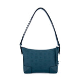 Mcm Klara Monogram Medium Leather Hobo In Deep Teal