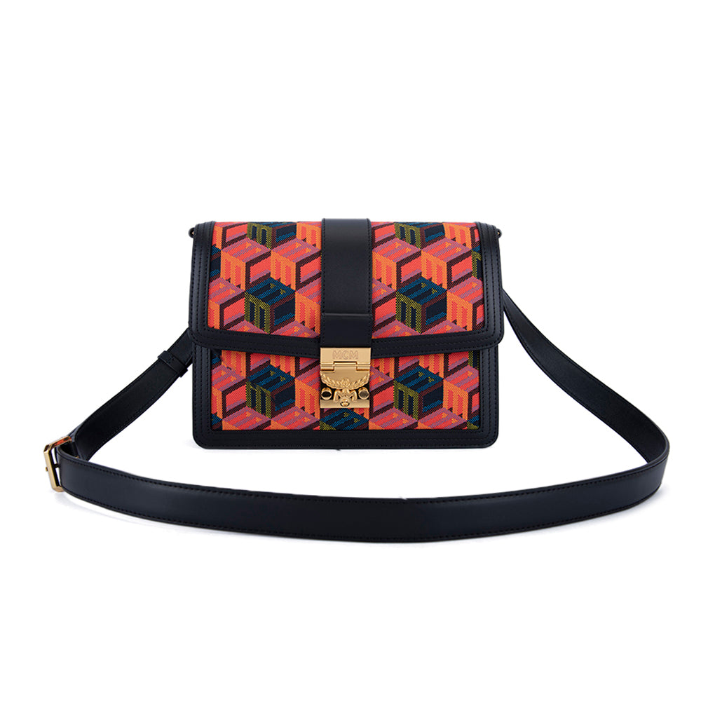 Mcm logo discount jacquard shoulder bag