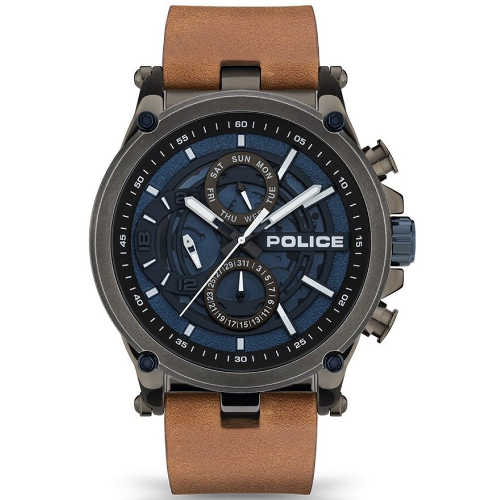 Police Men s Taman Watch Tan Strap Bluesalon