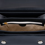 Valentino Orlandi Women's Shoulder Bag Black Patent & Black Suede & Black Leather