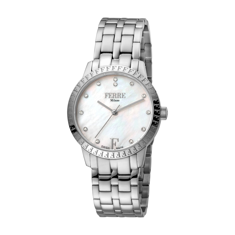 Ferre Milano Ladies Watch Stainless Steel Case Bracelet With Mother Bluesalon