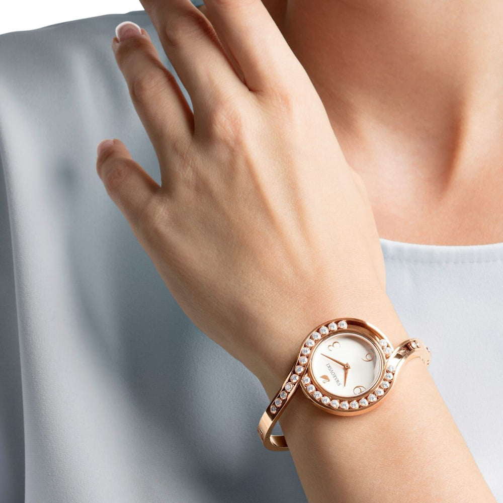 Swarovski Lovely Crystals Bangle Watch Metal Bracelet White Rose Gold Bluesalon