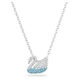 Swarovski Iconic Swan Pendant , Small, Blue, Rhodium Plated