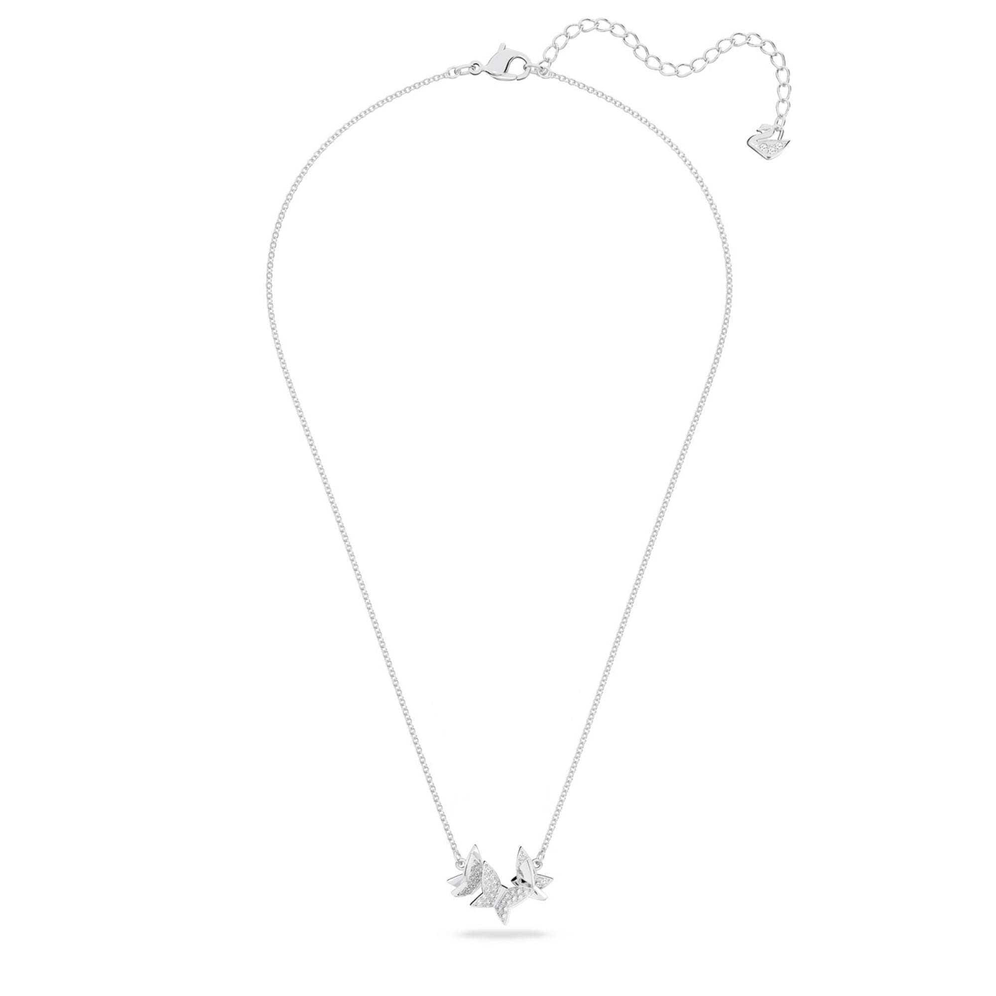 Swarovski Lilia Necklace, Butterfly, White, Rose Gold-Tone Plated