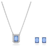 Swarovski Millenia Sets Necklace and Earrings Octagon cut Blue Rhodium plated  ONE SIZE