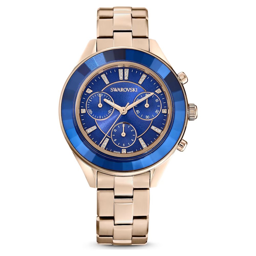 Swarovski Octea Lux Sport Watch Metal bracelet Blue Champagne gold