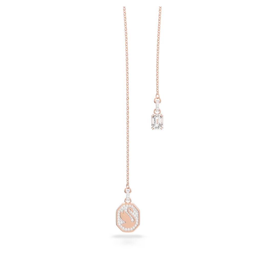 Swarovski Signum Y Necklace Swan White Rose gold tone plated Bluesalon