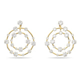 Swarovski  Constella Clip Earrings Circle, White, Gold-tone plated