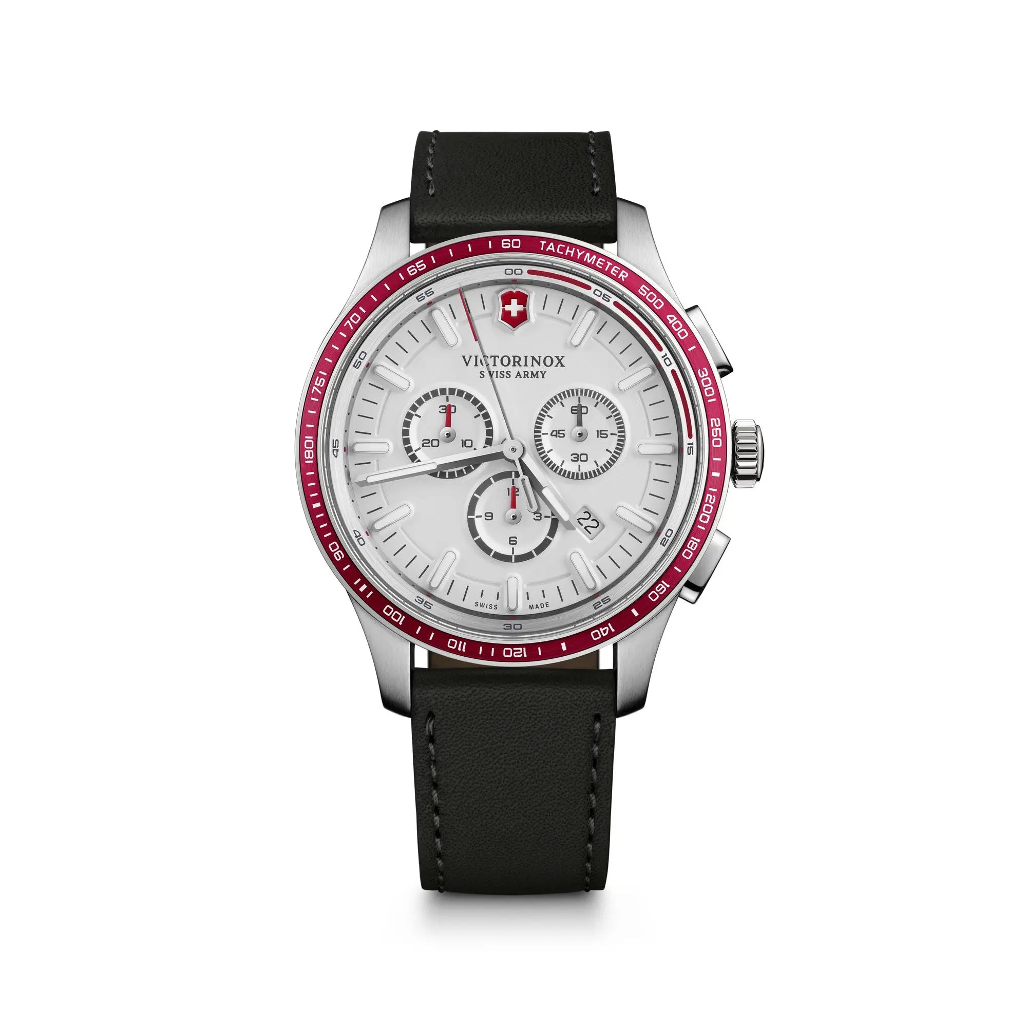 Victorinox Alliance Sport Chronograph 44 White Dial Black Leather Stra Bluesalon