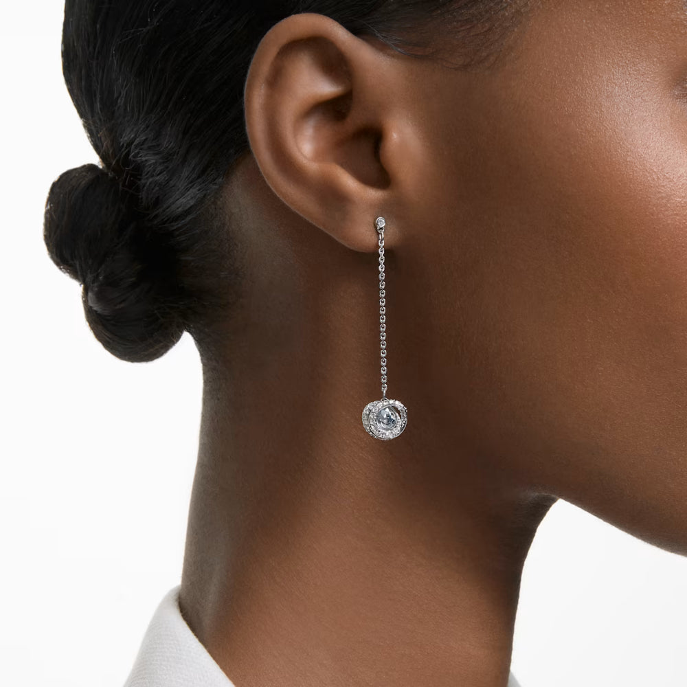 Amazon.com: Sterling Silver Swarovski Crystal Ball Earrings, Dangling,  Diamond Cut Tubing, 59mm (2 5/16 inch) long, Balls 10mm (3/8 inch) in  diameter: Clothing, Shoes & Jewelry