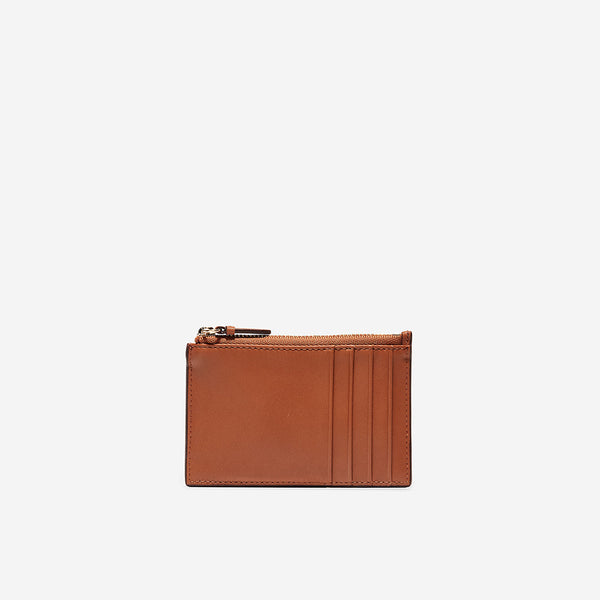 Cole Haan Top Zip Card Case British Tan