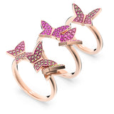 Swarovski Lilia Ring Set (3) Butterfly Pink Rose Gold-tone plated