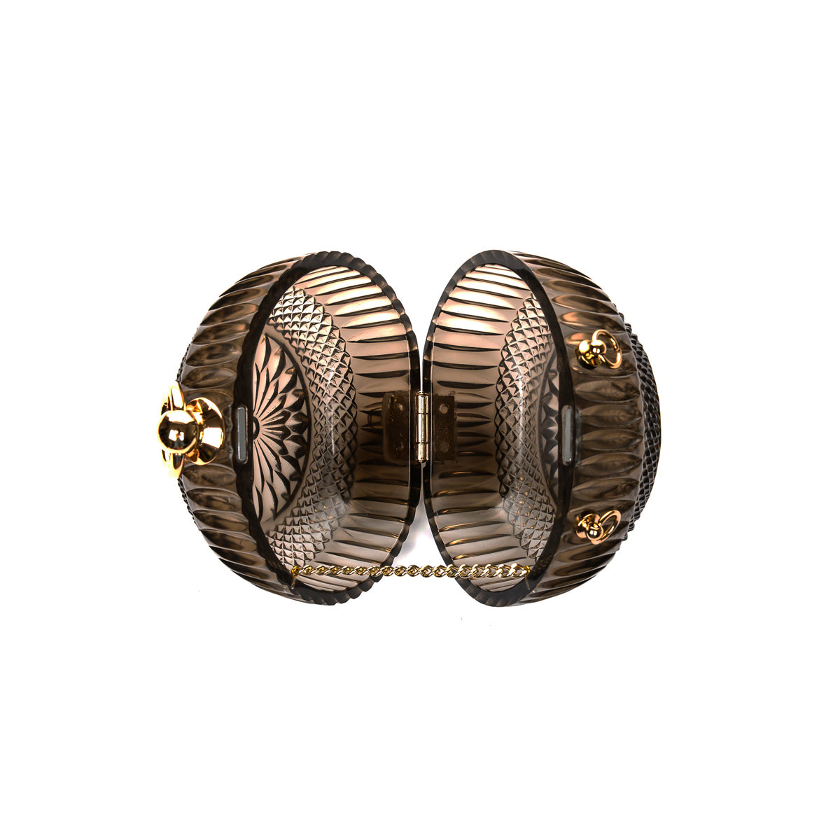 Douglaspoon Hand Carved Sphere Clutch Bag Dark Grey With Gold Tone Bluesalon