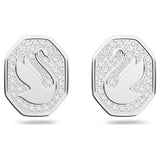 Swarovski Signum stud earrings Swan, White, Rhodium plated