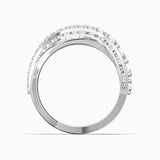 Swarovski Twist Rows Ring White, Rhodium Plated