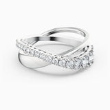 Swarovski Twist Rows Ring White, Rhodium Plated