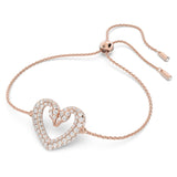 Swarovski Una Bracelet Heart Small White Rose-gold tone plated