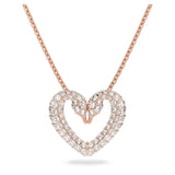 Swarovski Una Necklace with PendantHeart Small White Rose Gold-tone plated